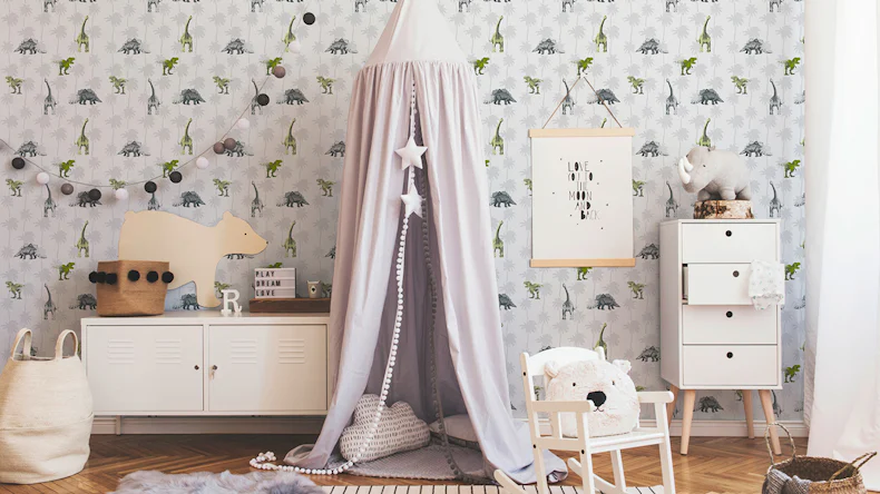 papier peint non-tissé Little Stars A.S. Création papier peint pour enfants gris vert blanc 352