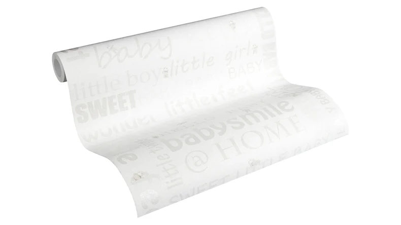 papier peint non tissé Little Stars A.S. Création papier peint pour enfants police crème blanc métallisé 471