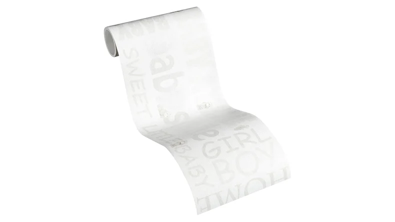 papier peint non tissé Little Stars A.S. Création papier peint pour enfants police crème blanc métallisé 482