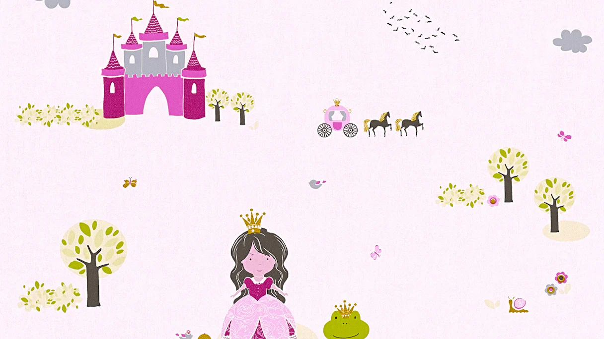 Vliestapete Little Stars A.S. Création Kindertapete Prinzessin Schloss Bunt Rosa 521