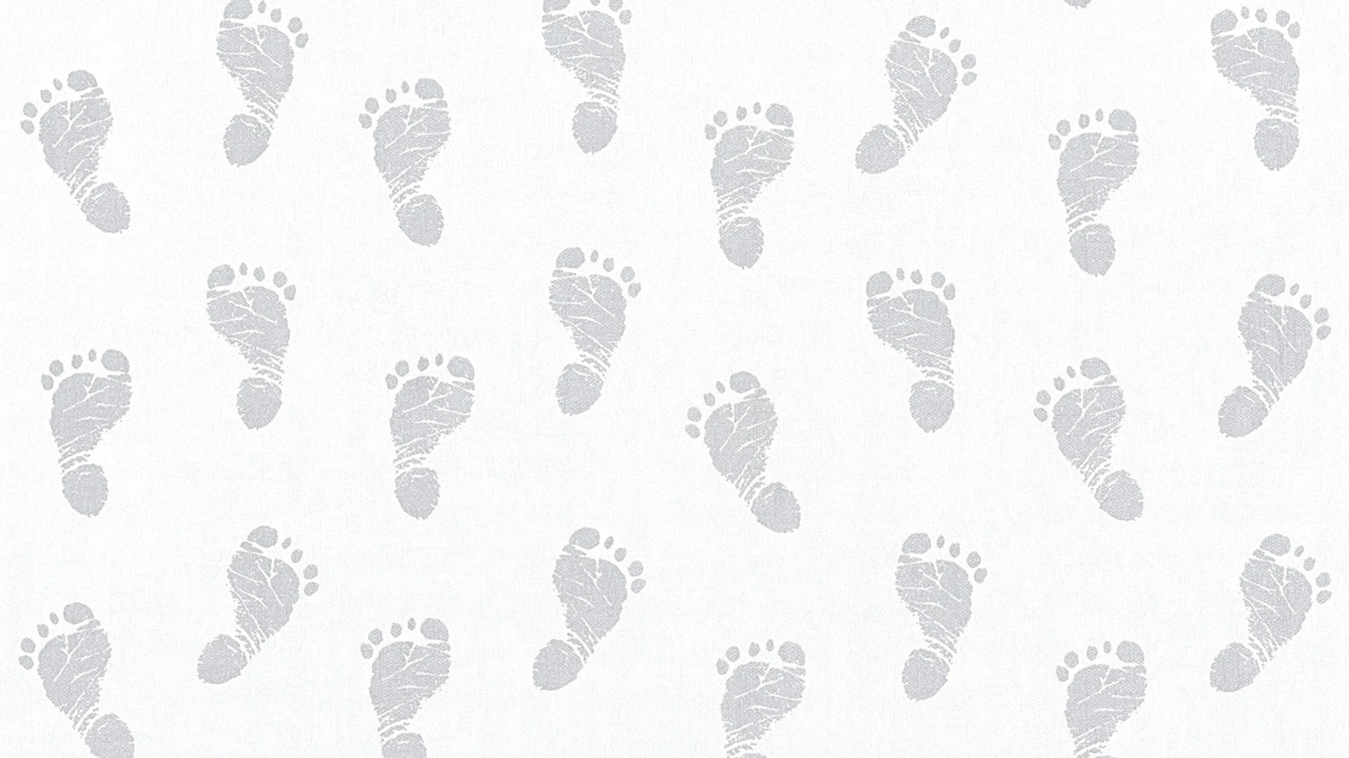 Non-woven wallpaper Little Stars A.S. Création children's wallpaper baby footprints metallic white 631
