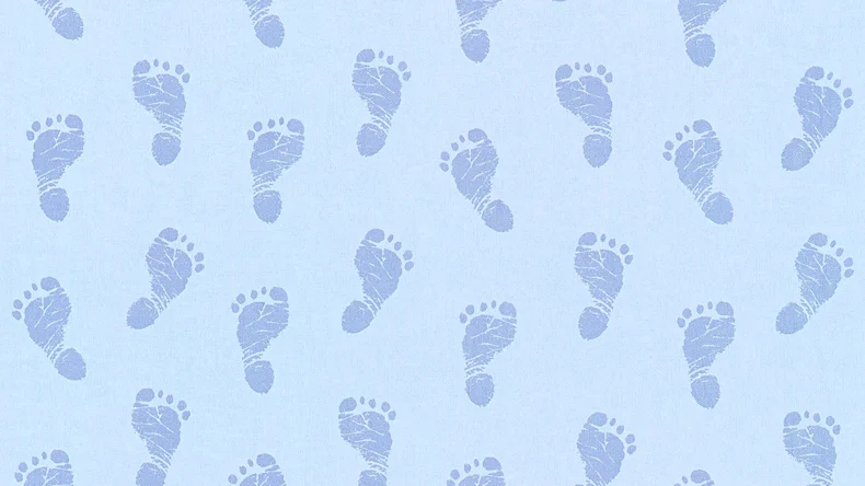 papier peint non tissé Little Stars A.S. Création papier peint pour enfants empreintes de bébés bleu métallique 632