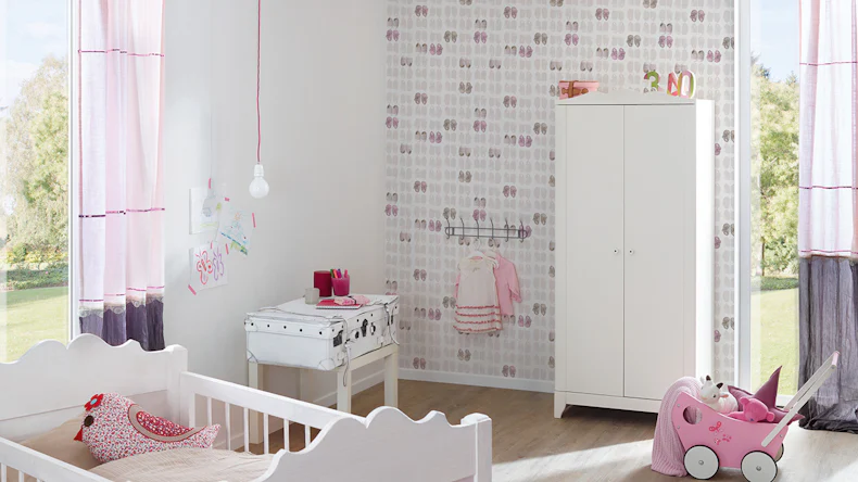 papier peint non tissé Little Stars A.S. Création papier peint pour enfants empreintes de bébés rose métallique 633