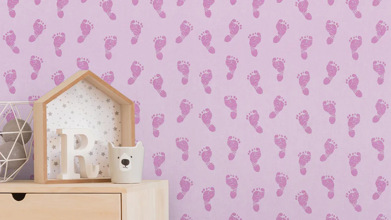 papier peint non tissé Little Stars A.S. Création papier peint pour enfants empreintes de bébés rose métallique 633