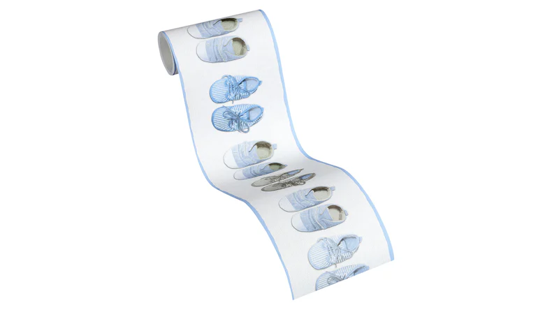 Papier peint non-tissé Little Stars A.S. Création papier peint pour enfants bordure chaussures bébé bleu 642