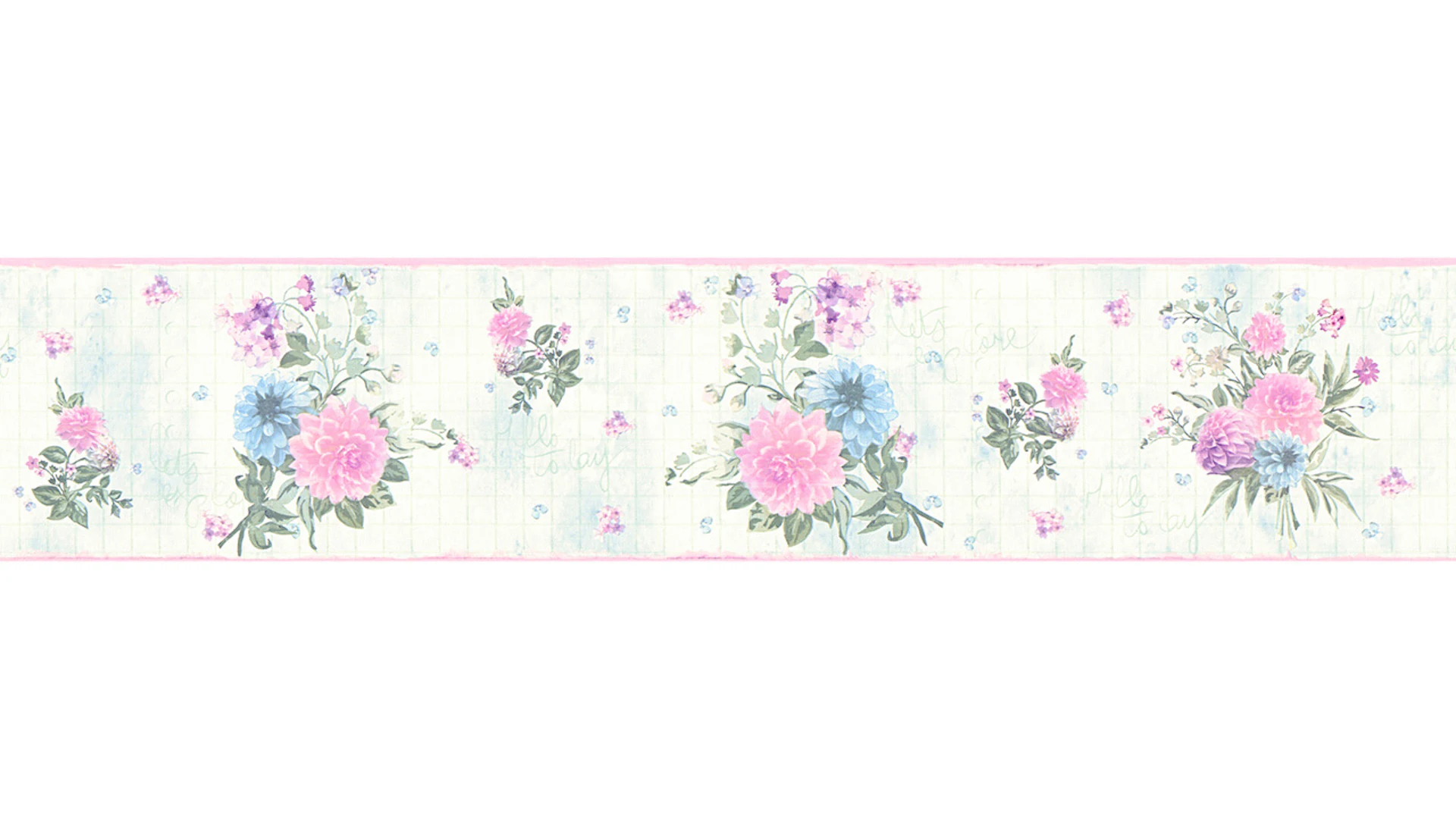 papier peint Djooz 2 Livingwalls vintage bordure fleurs à carreaux bleu multicolore 762