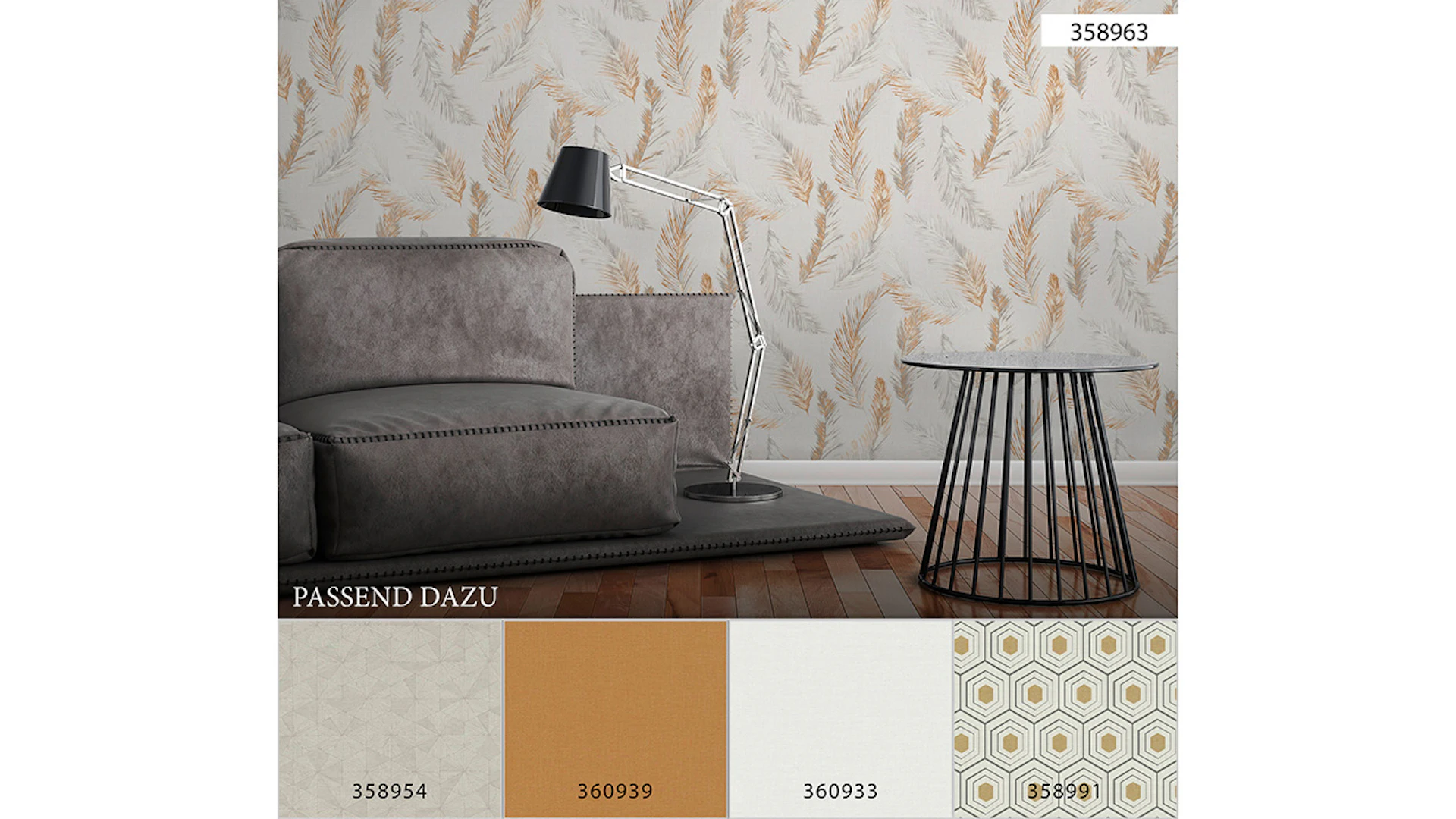 Vinyl wallpaper Four Seasons A.S. Création modern country style Palm Leaves Beige Orange Grey 963