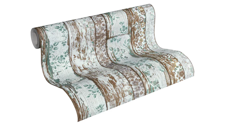 Vinyltapete grün Vintage Blumen & Natur Holz Neue Bude 2.0 193