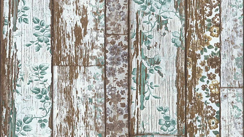 Vinyltapete grün Vintage Blumen & Natur Holz Neue Bude 2.0 193