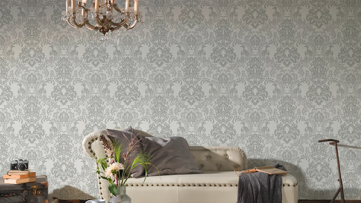Vinyl wallpaper New Booth 2.0 A.S. Création Ornaments Grey White 664