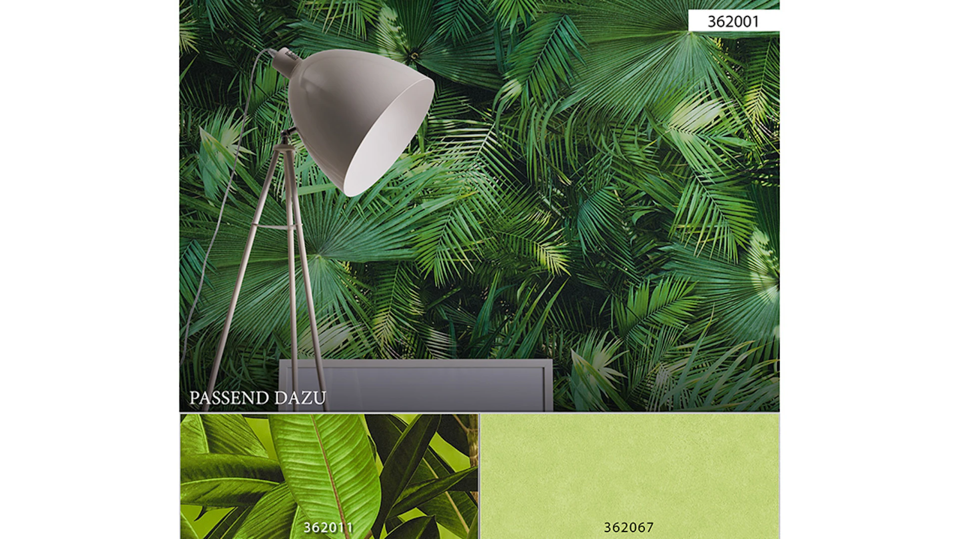 Vinyl wallpaper New Booth 2.0 A.S. Création Modern Palm Leaves Green Black 001