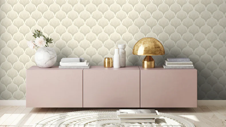 Vinyltapete beige Modern Klassisch Landhaus Blumen & Natur Ornamente Palila 103