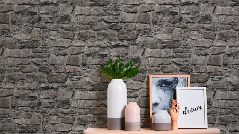 Vinyltapete Steintapete schwarz Modern Steine Blumen & Natur Bilder Il Decoro 704