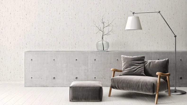 Carta da parati in vinile calcestruzzo Concrete & More A.S. Création tinta unita calcestruzzo aspetto grigio 701