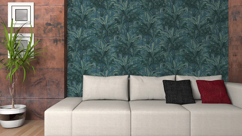 Vinyltapete Greenery A.S. Création Landhausstil Sträucher Grün Blau 801