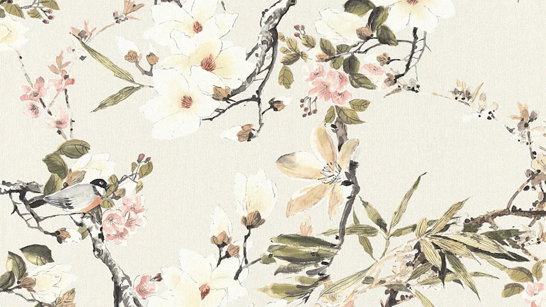 Tapete Dream Again Michalsky Living Blumenzweige Creme Beige Grün 982