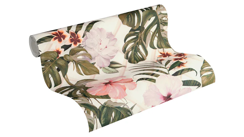 Tapete Dream Again Michalsky Living Blumen Palmenblätter Grün Rosa Weiß 181