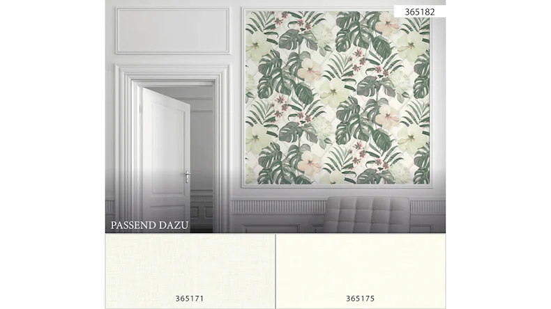 Tapete Dream Again Michalsky Living Blumen Palmenblätter Grün Weiß Grau 182
