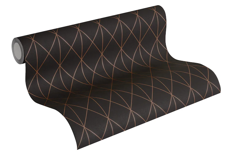 Carta da parati in vinile bianco e nero 4 A.S. Création Modern Metallic Black 754