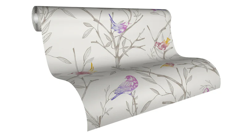 Papier peint vinyle violet fleurs modernes & nature Colibri 232