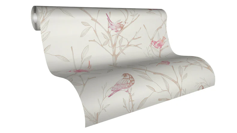 Papier peint vinyle rose fleurs modernes & nature Colibri 233