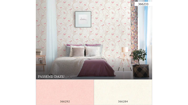 Papier peint vinyle rose fleurs modernes & nature Colibri 233