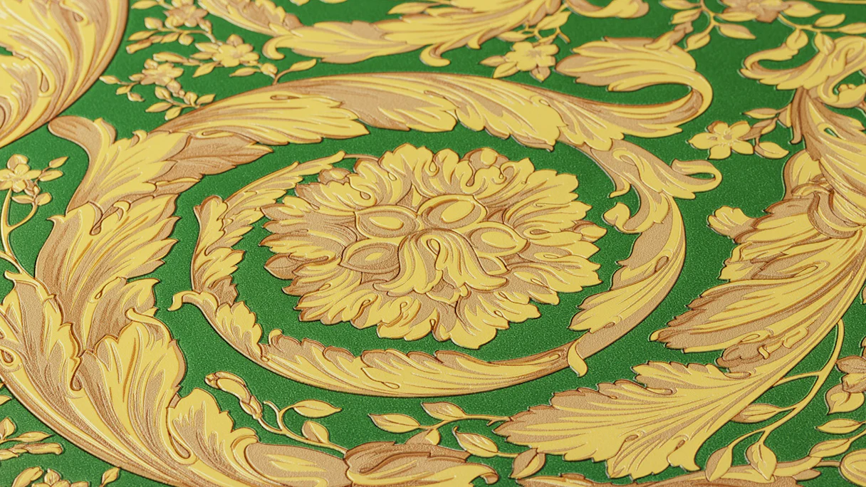 Vinyltapete grün Klassisch Vintage Landhaus Ornamente Bilder Versace 4 926