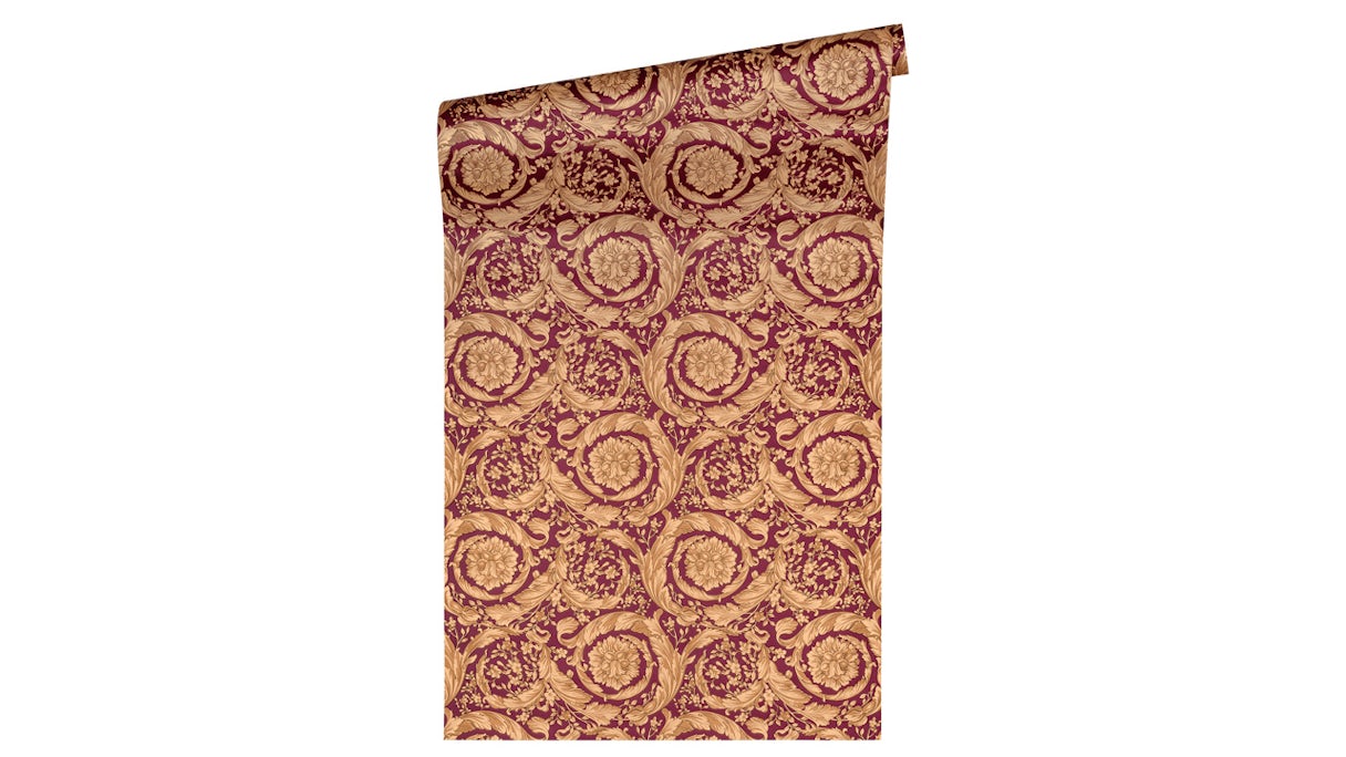 Vinyl wallpaper red classic vintage country house ornaments pictures Versace 4 927