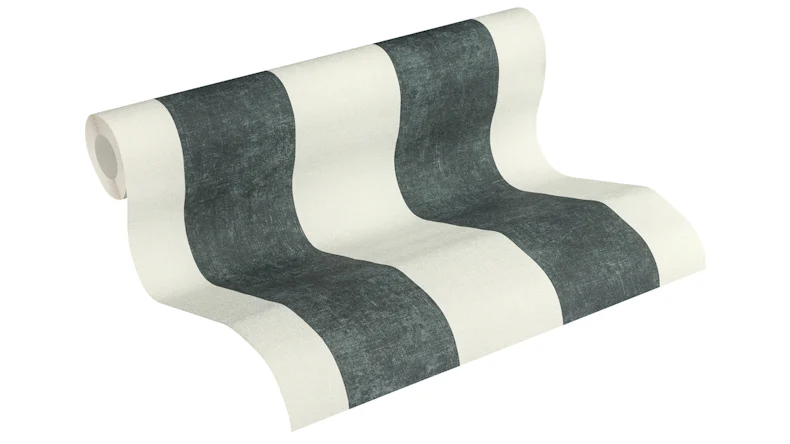 Papier peint en vinyle noir à rayures rétro modernes Paradise Garden 181