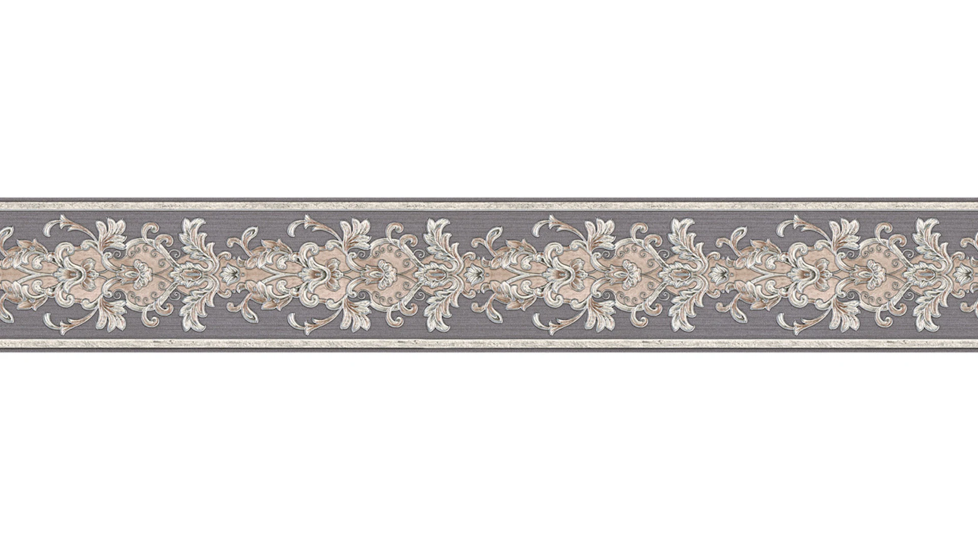 Vinyl wallpaper border grey vintage country house baroque flowers & nature ornaments Only Borders 10 301