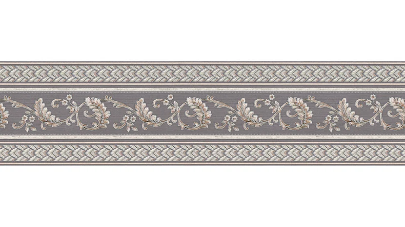 Papier peint en vinyle bordure grise maison de campagne d'époque fleurs baroques & ornements de la nature Seulement les bordures 10 311
