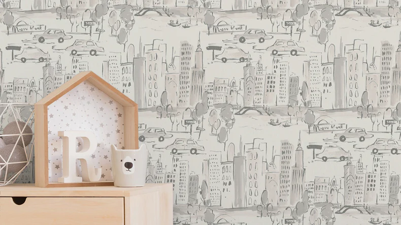 Papiertapete Boys & Girls 6 A.S. Création Modern Kindertapete Stadt Grau Metallic Weiß 533