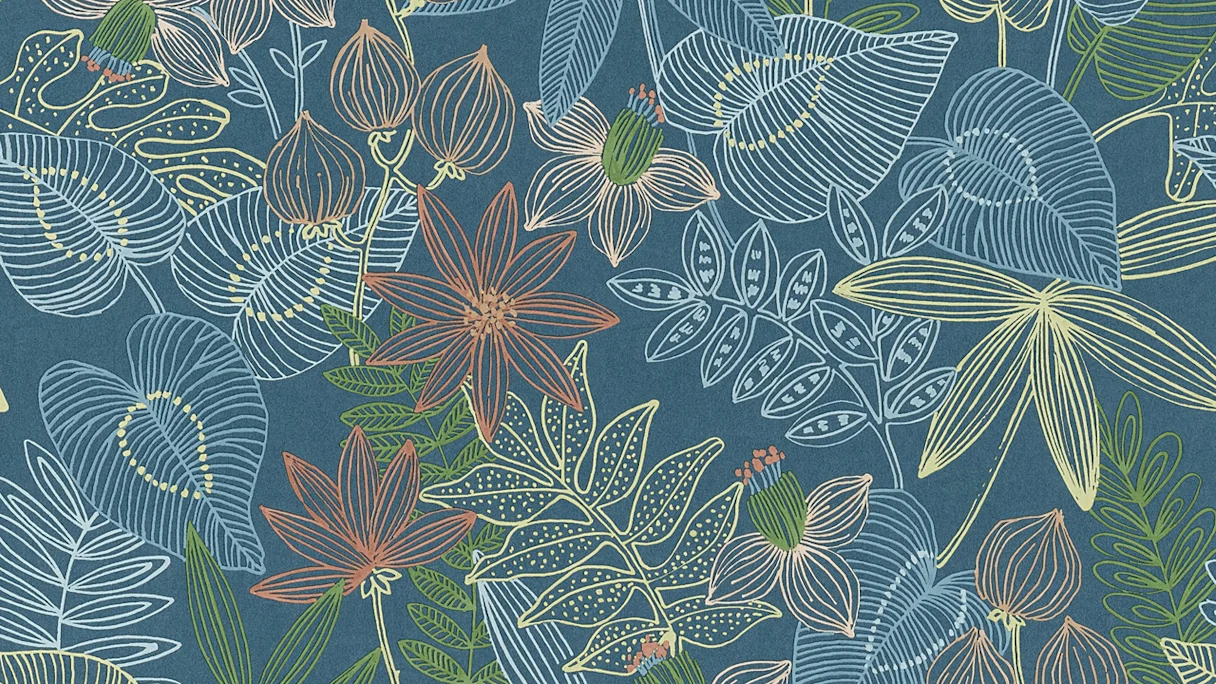 Vinyl wallpaper design panel blue modern flowers & nature images pop.up panel 3D 291
