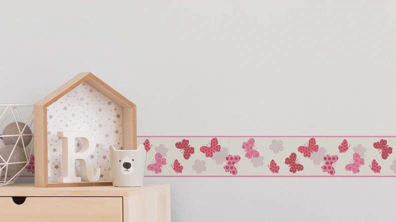 Papier peint en vinyle bordure rose enfants modernes fleurs & nature Borders Only 10 581