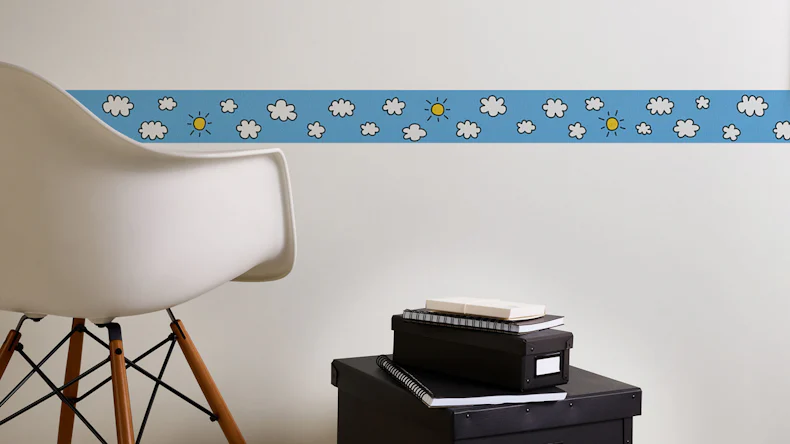 Papier peint en vinyle bordure bleue moderne enfants fleurs & nature Bordures seules 10 591