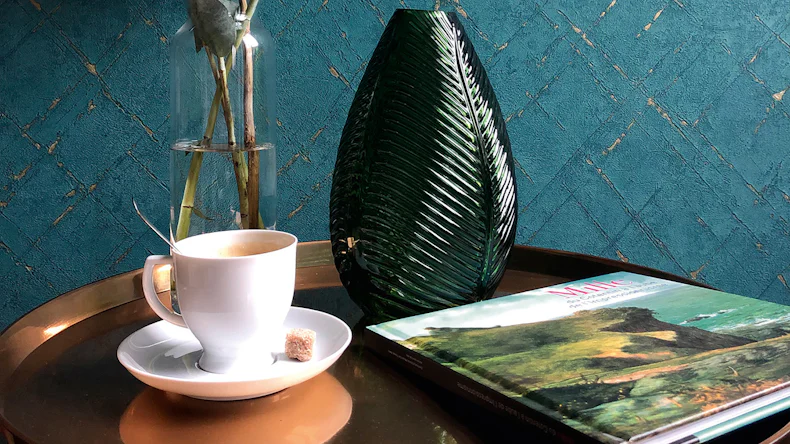 papier peint Emotion Graphic A.S. Création modern concrete look blue metallic 815