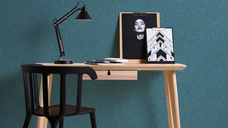 papier peint Emotion Graphic A.S. Création modern concrete look blue metallic 815