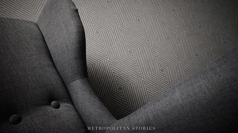 Carta da parati in vinile Metropolitan Stories Nils Olsson - Copenhagen Livingwalls Retro Grey Metallic 261