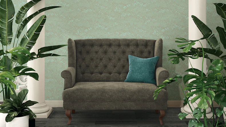 Carta da parati in vinile Absolutely Chic Architects Paper Modern Nature Metallic Blue Green 722