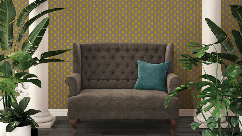 Carta da parati in vinile Absolutely Chic Architects Carta Retro Giallo Grigio Beige 732