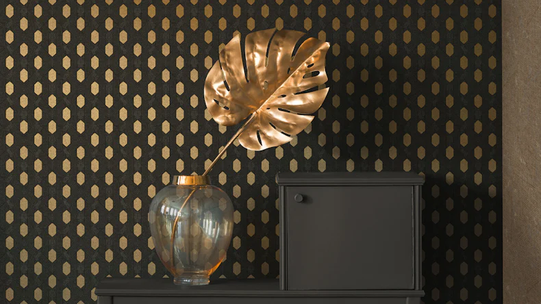 Carta da parati in vinile Absolutely Chic Architects Carta Retro Metallic Black Brown 735