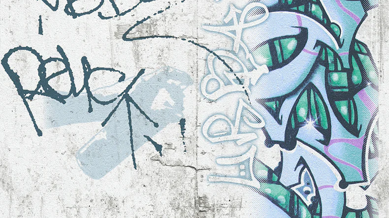 Papiertapete Boys & Girls 6 A.S. Création Modern Kindertapete Teenie Graffiti Grau Grün Schwarz 862