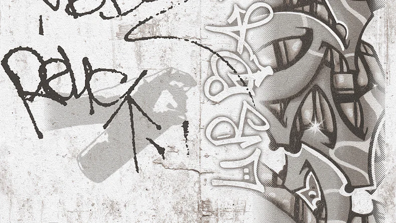 Carta da parati di carta per ragazzi e ragazze 6 A.S. Création carta da parati moderna per bambini teenie graffiti grigio nero bianco 863