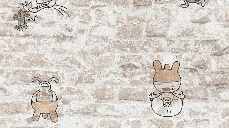 Papiertapete Boys & Girls 6 A.S. Création Kindertapete Steinwand Figuren Beige Grau Schwarz 873