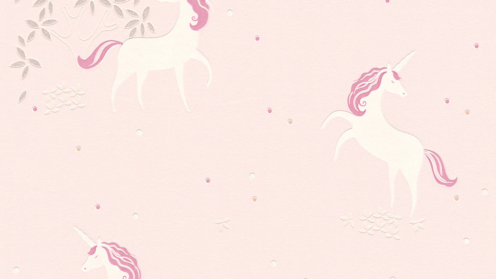 Papier peint vinyle Garçons et Filles 6 A.S. Création Papier peint pour enfants licornes rose métallique blanc 893