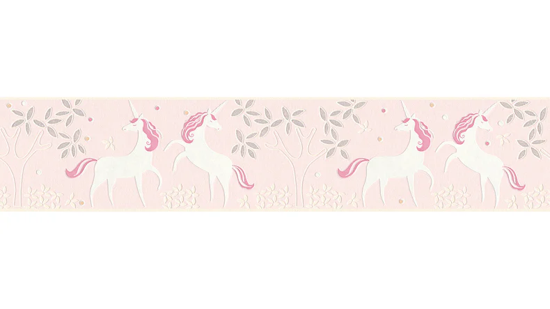 Vinyltapete Boys & Girls 6 A.S. Création Kindertapete Bordüre Einhörner Metallic Rosa Weiß 903