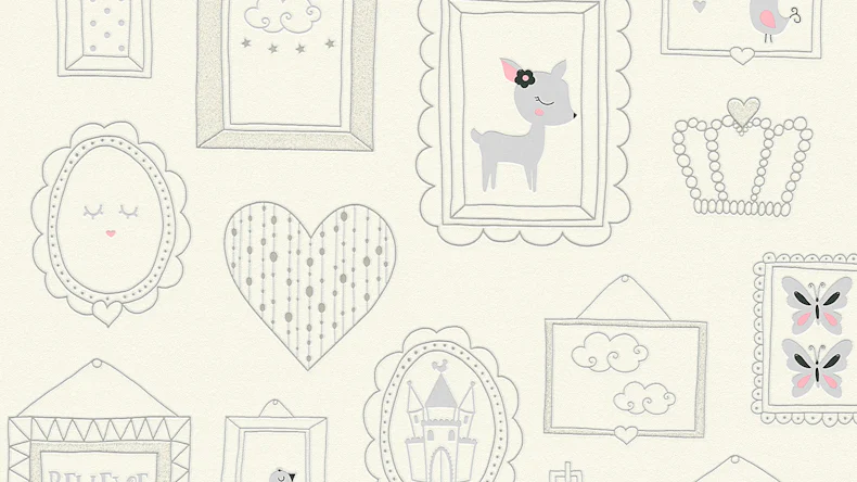 Carta da parati in vinile per ragazzi e ragazze 6 A.S. Création immagini di carta da parati per bambini Princess grigio rosa bianco 911