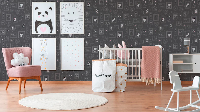 Carta da parati in vinile per ragazzi e ragazze 6 A.S. Création immagini di carta da parati per bambini Princess grigio rosa metallizzato 913