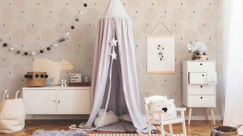 Carta da parati in vinile per ragazzi e ragazze 6 A.S. Création carta da parati moderna per bambini fenicotteri beige grigio grigio bianco 982