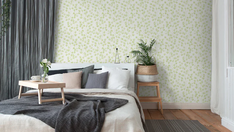 Carta da parati in vinile Blooming A.S. Création Vintage Eucalipto Verde Bianco 051